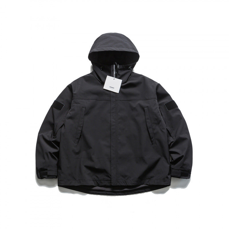 Unisex Oversize-Utility-Regenjacke mit Kapuze und verdecktem Reißverschluss Shop Nory