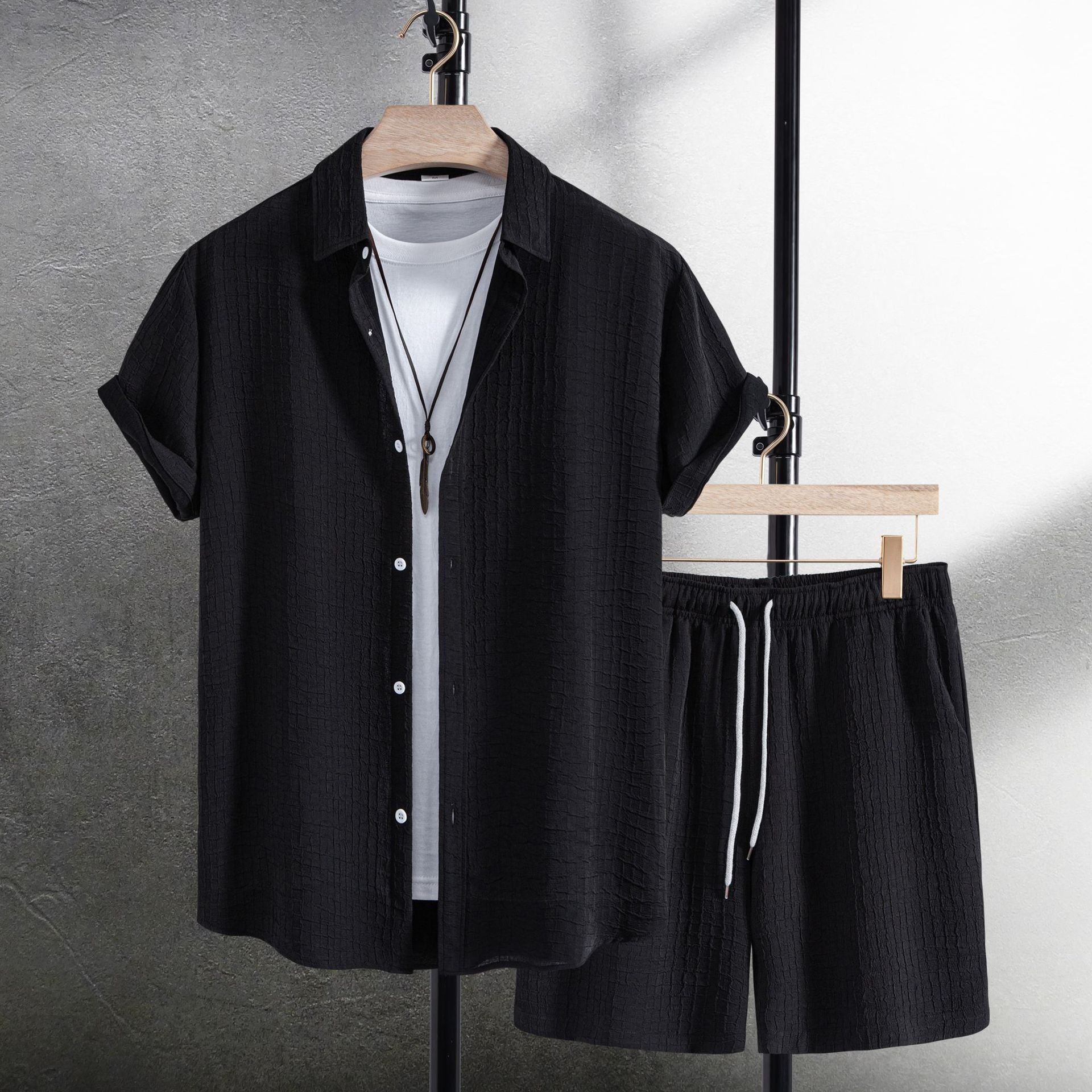 Damen Freizeitanzug mit kurzen Ärmeln und elastischen Shorts