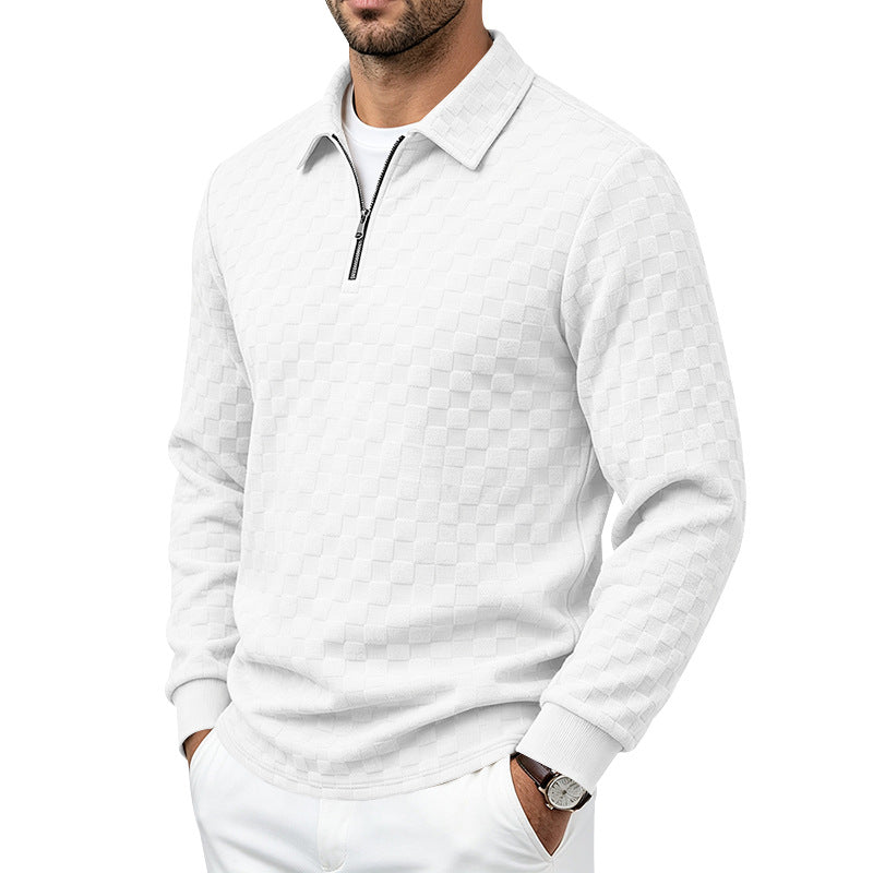 Herren Strukturierter Strickpullover mit Troyer-Kragen und halbem Reißverschluss Shop Nory