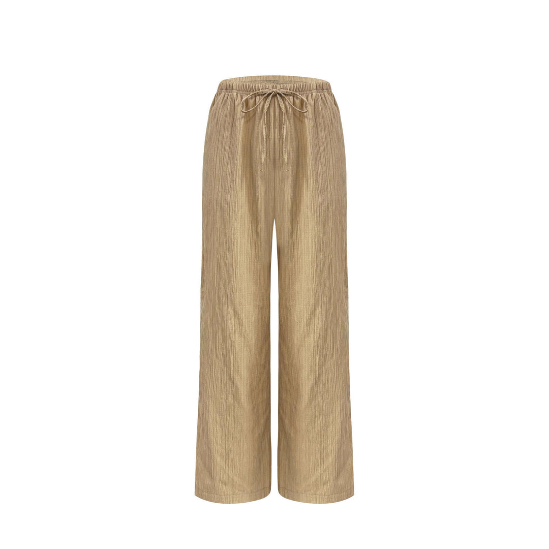 Damen Weite Plissee-Palazzohose mit Elastikbund und Kordelzug Shop Nory