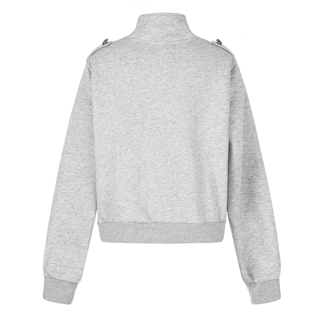 Damen Kurze Sweatjacke im Military-Stil mit Stehkragen Shop Nory