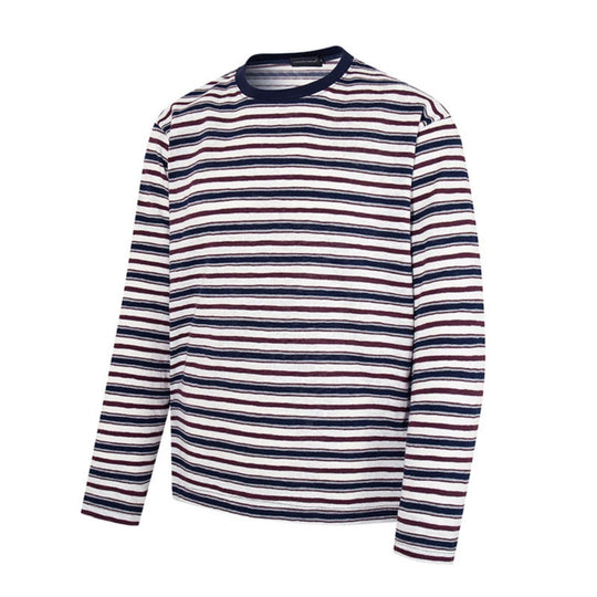 Herren Gestreiftes Langarmshirt aus Baumwollmischung mit Rundhalsausschnitt und feiner Struktur Shop Nory