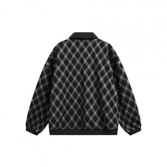 Unisex Oversize Polo-Halbzip-Pullover mit Argyle-Struktur Shop Nory