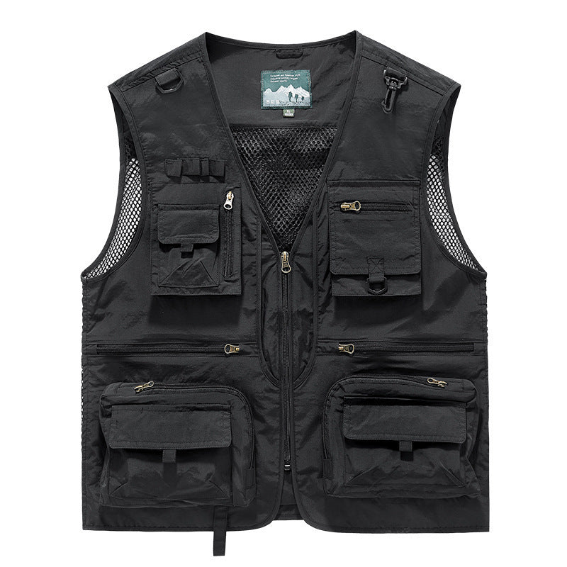 Herren multitaschige Angler-Utility‑Weste mit Netzrücken und Reißverschluss Shop Nory