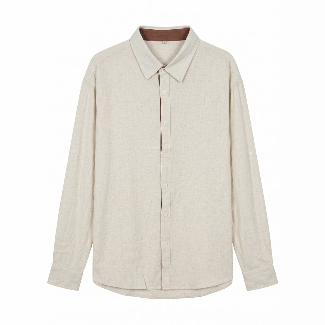 Unisex Leichtes Oversize‑Hemd in Leinenoptik mit Kentkragen und Ärmelsteg Shop Nory