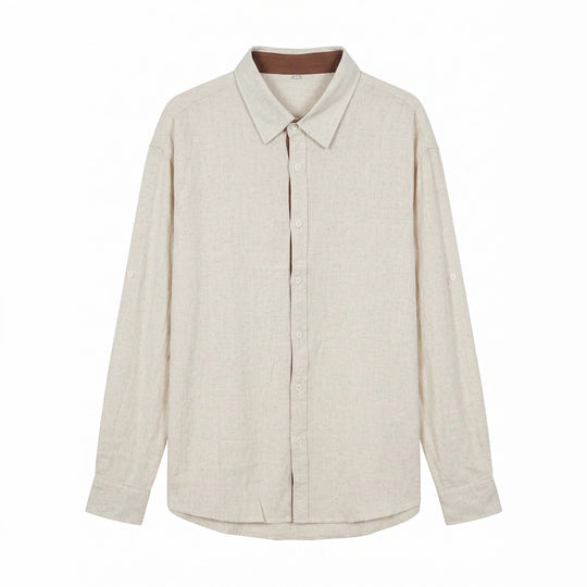 Unisex Leichtes Oversize‑Hemd in Leinenoptik mit Kentkragen und Ärmelsteg Shop Nory