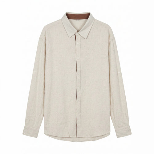 Unisex Leichtes Oversize‑Hemd in Leinenoptik mit Kentkragen und Ärmelsteg Shop Nory