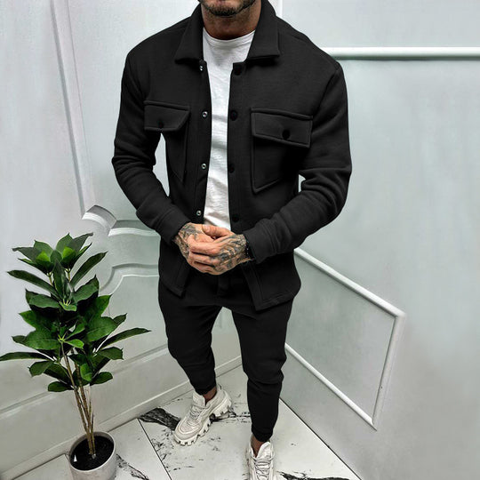 Herren nan Utility-Loungeset mit Hemdjacke, aufgesetzten Klappentaschen und schmal zulaufender Jogginghose Shop Nory