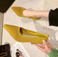Damen elegante Spitzen-Pumps mit perforiertem Obermaterial