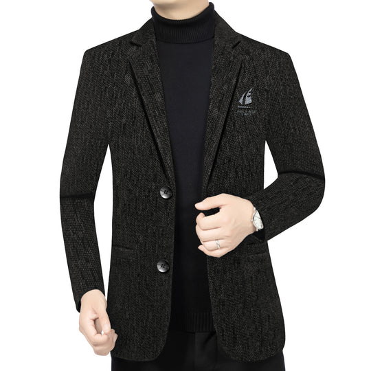 Herren Tailliertes Wollmix-Sakko mit Struktur und Logo-Stickerei Shop Nory