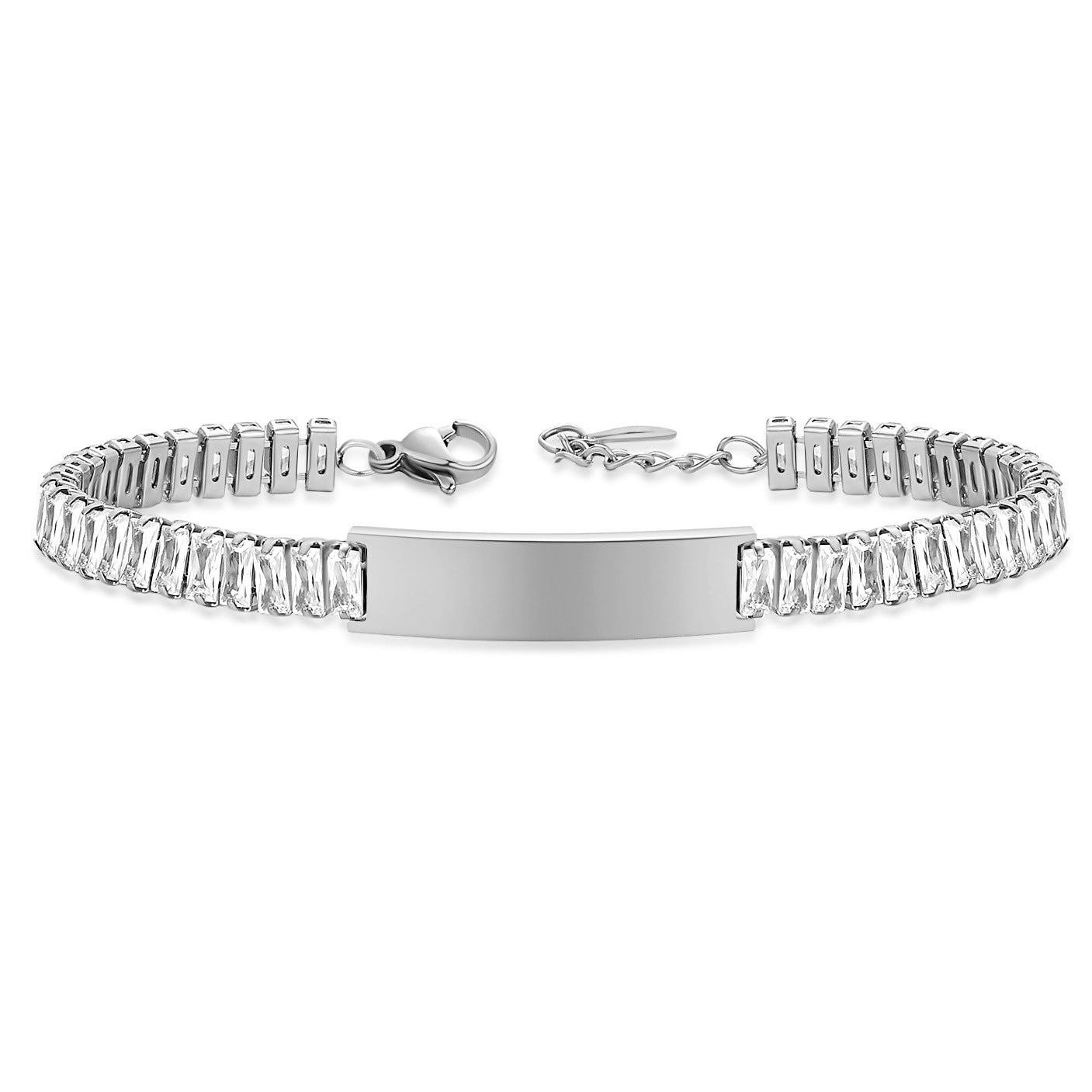 Damen Armband mit funkelnden Zirkonia und gravierbarem Anhänger Shop Nory