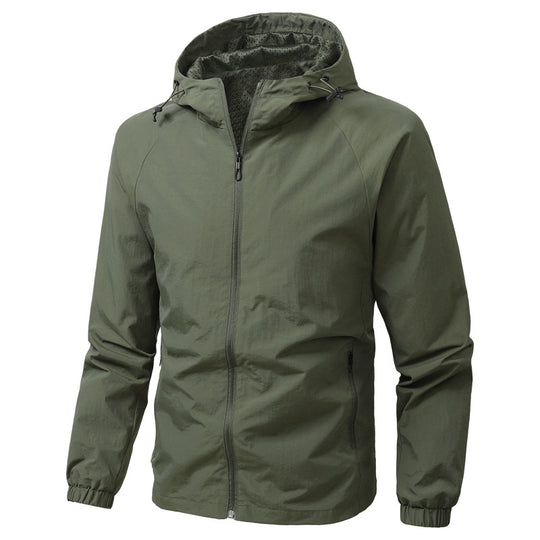 Herren Leichte Kapuzen-Windjacke mit Mesh‑Futter, durchgehendem Reißverschluss & elastischen Bündchen Shop Nory