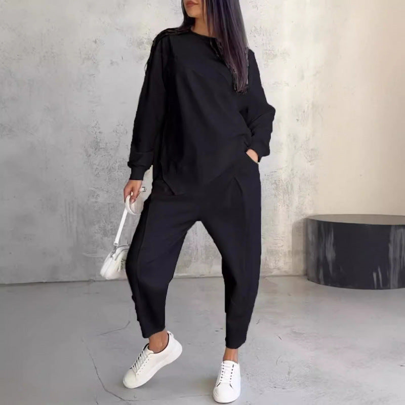 Damen Lässiges Zweiteiliges Lounge-Set mit Oversize-Sweatshirt und taillierter Tapered-Hose Shop Nory