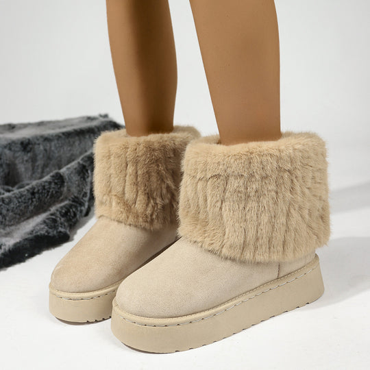 Damen Warme Plateau-Winterboots mit breitem Kunstfellschaft und dämpfender Sohle Shop Nory