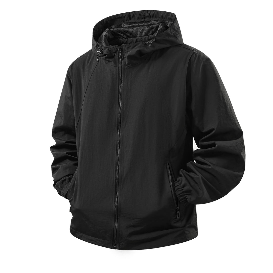 Herren Leichte atmungsaktive Kapuzen-Windjacke mit Mesh-Innenfutter und Reißverschlusstaschen Shop Nory