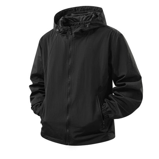 Herren Leichte atmungsaktive Kapuzen-Windjacke mit Mesh-Innenfutter und Reißverschlusstaschen Shop Nory