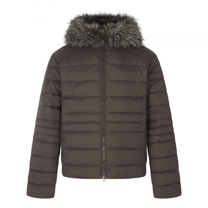 Damen Kurz geschnittene gesteppte Kapuzenjacke mit abnehmbarem Kunstfellkragen und Thermofüllung Shop Nory