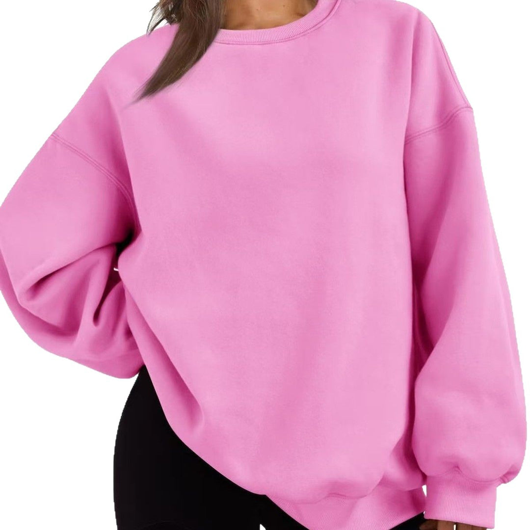 Damen nan Oversized Rundhals-Sweatshirt mit überschnittener Schulter, weichem Fleece-Innenfutter und gerippten Bündchen Shop Nory