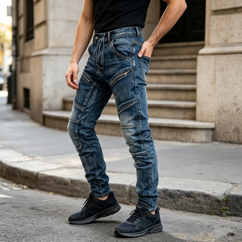 Herren Modische Jeans mit Reißverschluss-Details Shop Nory