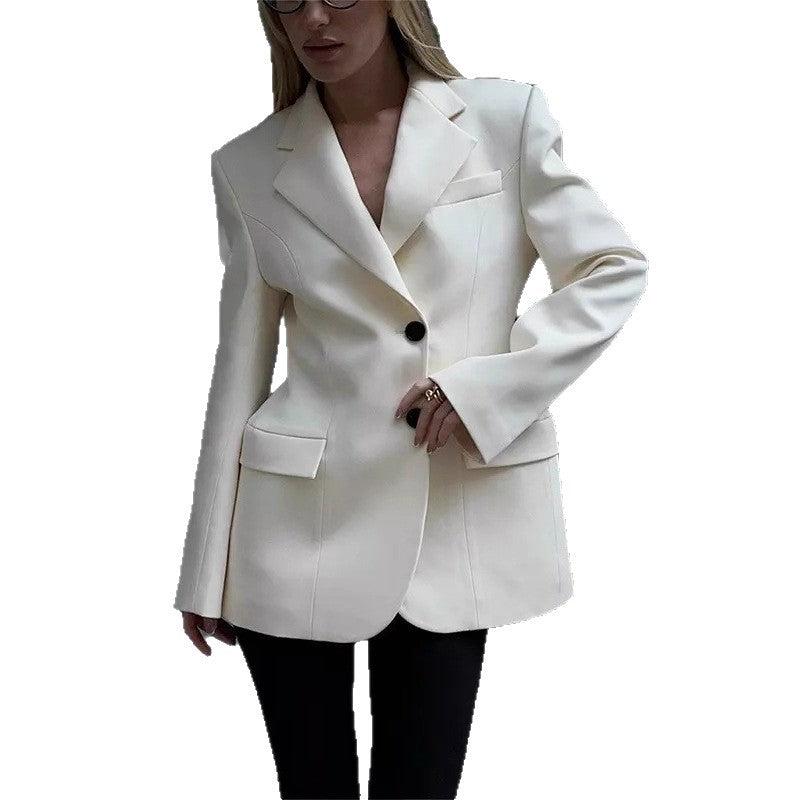 Damen Oversized Longblazer mit betonter Schulterpartie und Pattentaschen Shop Nory
