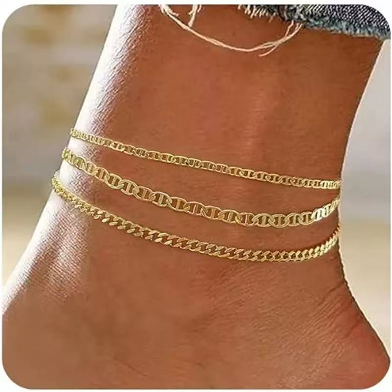 Damen elegantes Fußkettchen mit funkelnden Zirkonia-Elementen Shop Nory