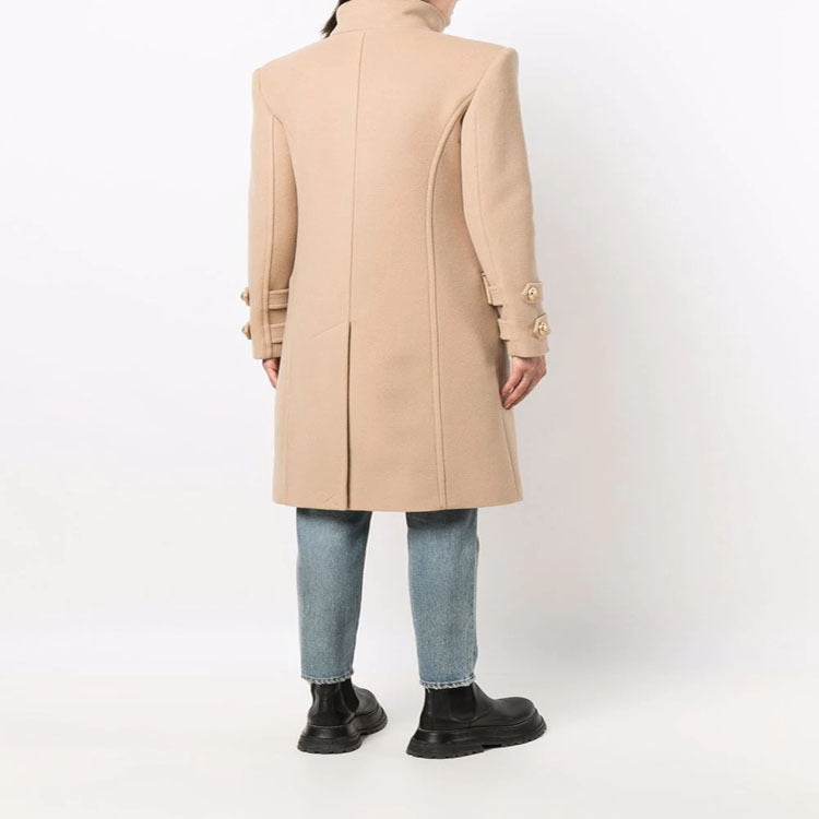 Damen Eleganter Wollmix-Longcoat im Marineinspirierten Doppelreiher mit Oversized-Schalkragen und Zierärmeln Shop Nory