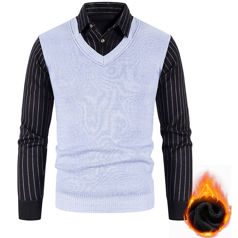 Herren Thermo-gefütterte V-Ausschnitt Strickweste mit Rippbündchen Shop Nory