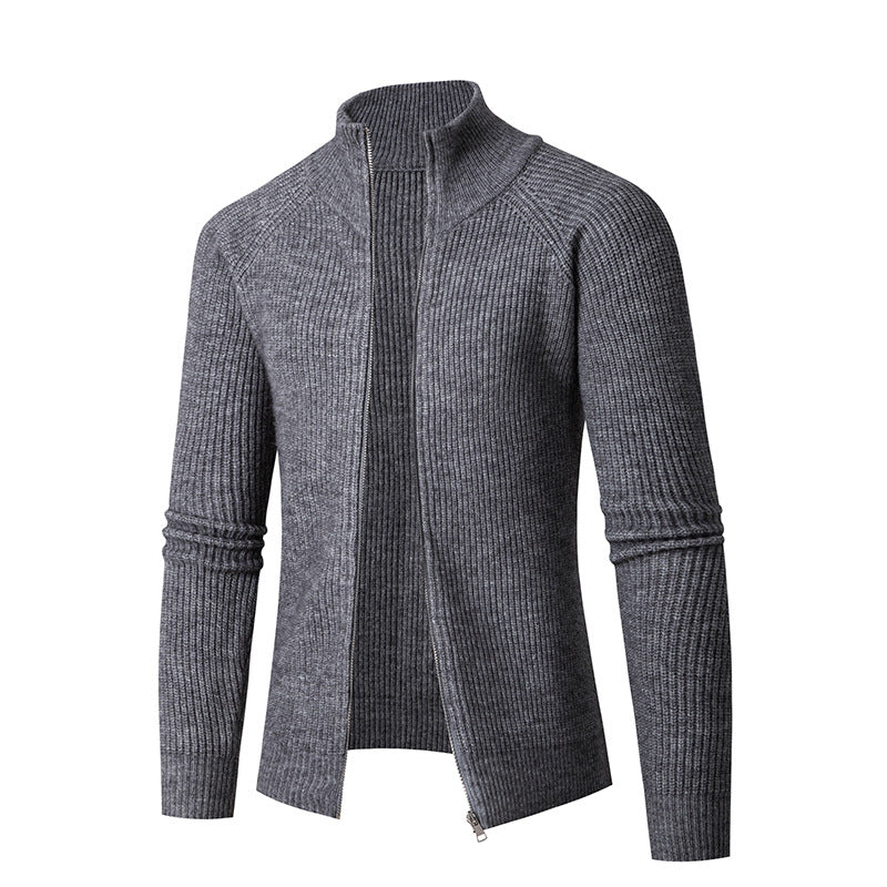 Herren schlanker Zip-Cardigan aus Merino-Mix mit Rippstruktur und Raglanärmeln Shop Nory