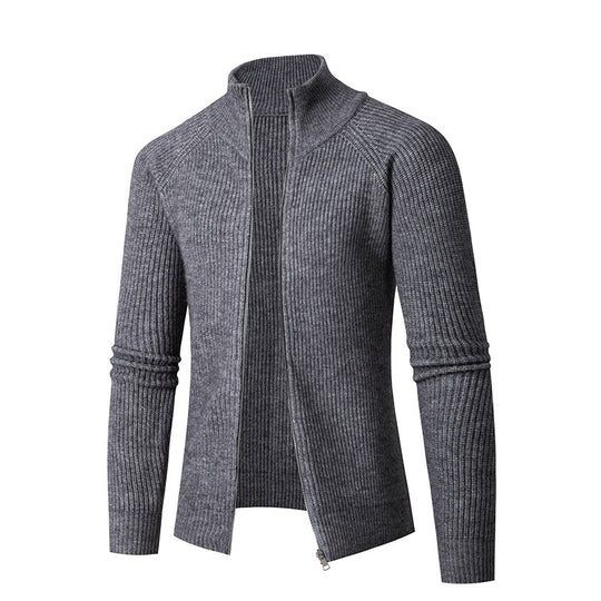 Herren schlanker Zip-Cardigan aus Merino-Mix mit Rippstruktur und Raglanärmeln Shop Nory