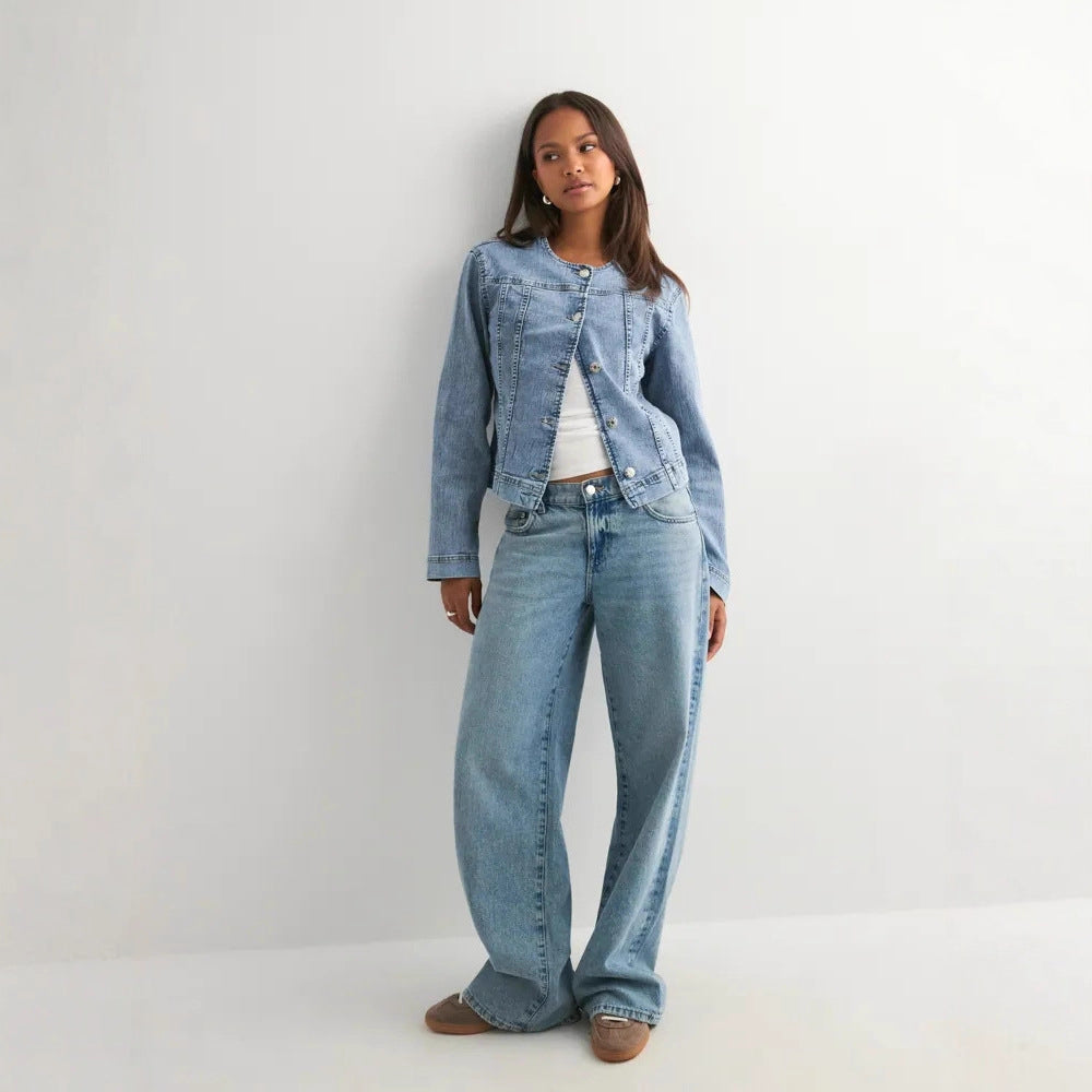 Damen zeitlose Denim-Jacke im modernen Schnitt