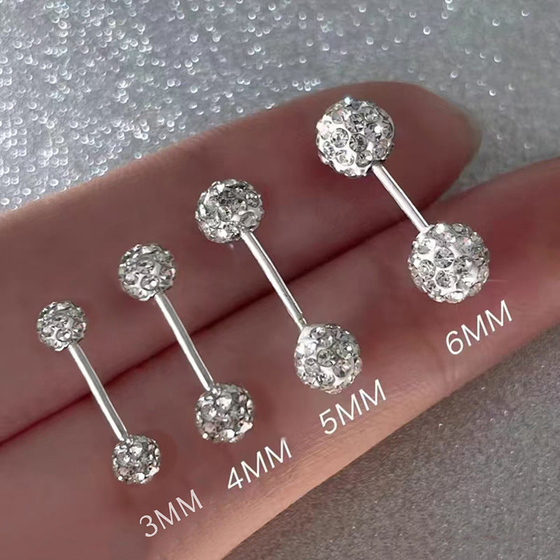 Funkelnde Kristall Barbell Ohrpiercing Aus Chirurgischem Stahl
