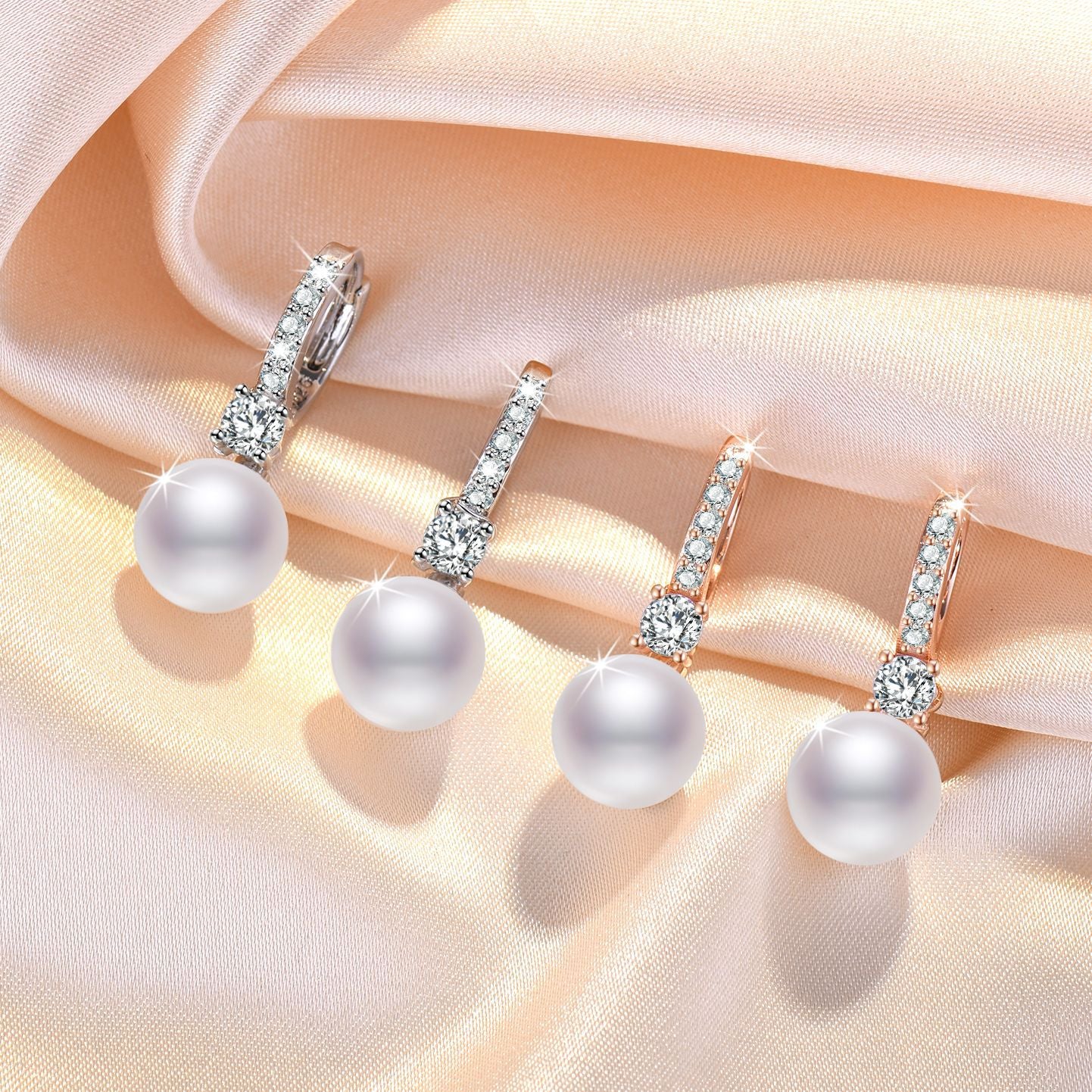 Damen Pearlohrstecker mit funkelnden Zirkonia Shop Nory