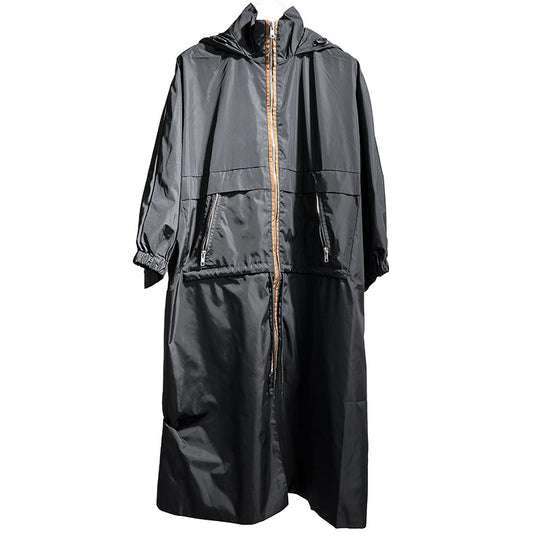 Damen Leichter Oversize-Regenmantel mit Kapuze, Zwei-Wege-Reißverschluss und verdeckten Reißverschlusstaschen Shop Nory