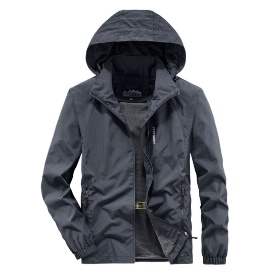 Herren Ultraleichte Atmungsaktive Kapuzenjacke mit perforiertem Mesh‑Futter und Reißverschlusstaschen Shop Nory