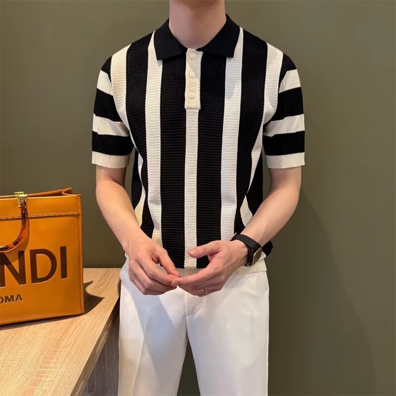 Herren Modisches Kurzärmliges Strickpoloshirt Shop Nory