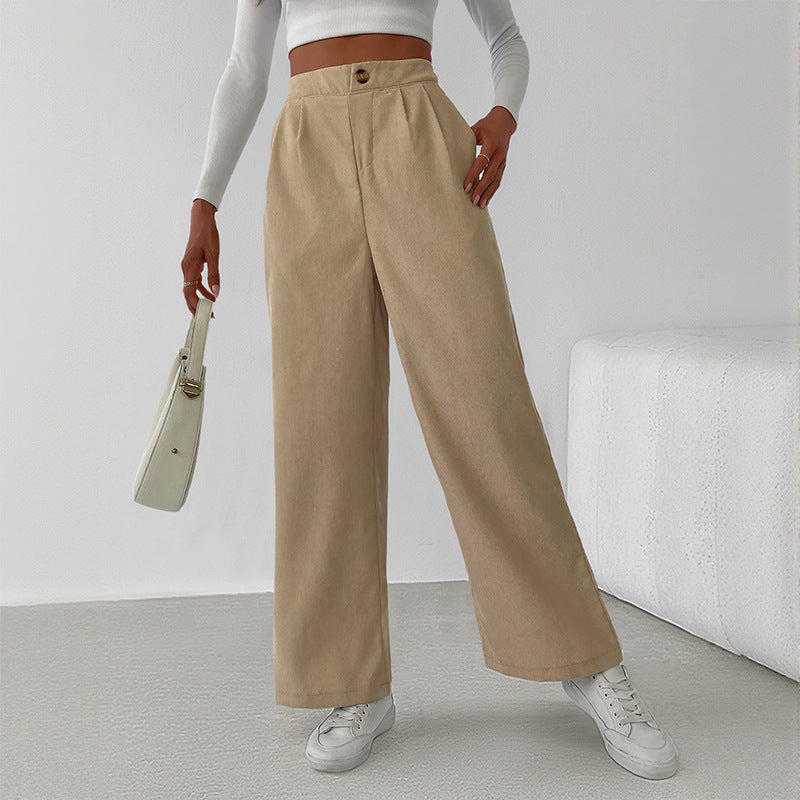 Damen stylische weite Hose mit hoher Taille und elegantem Schnitt