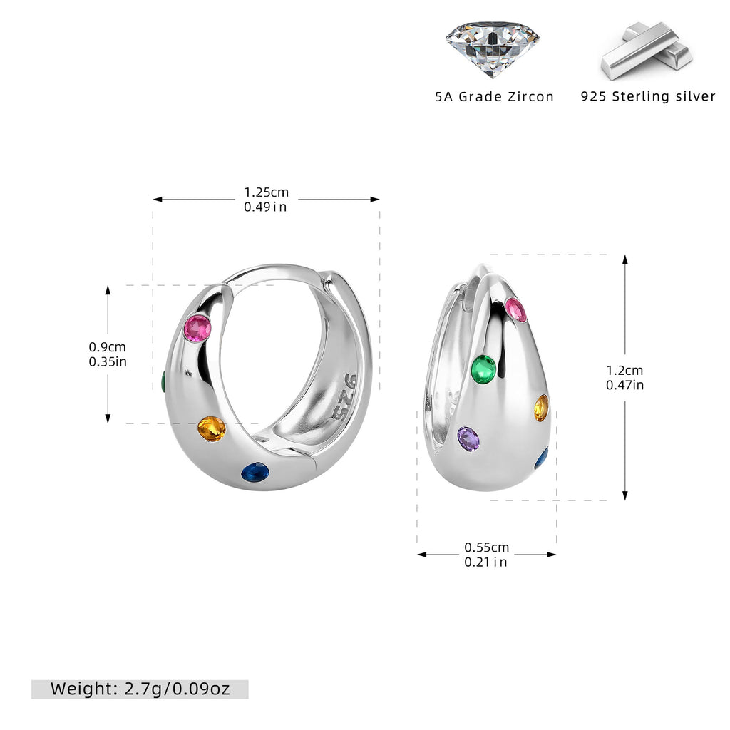 Damen Creolenohrringe mit farbenfrohen Zirkonen und hochwertiger 925er Silberfassung Shop Nory