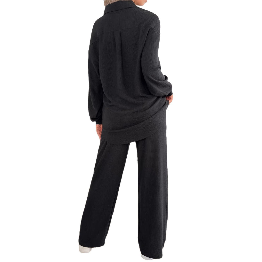 Damen Geripptes Oversize-Hemd mit Hemdkragen und Ballonärmeln Shop Nory