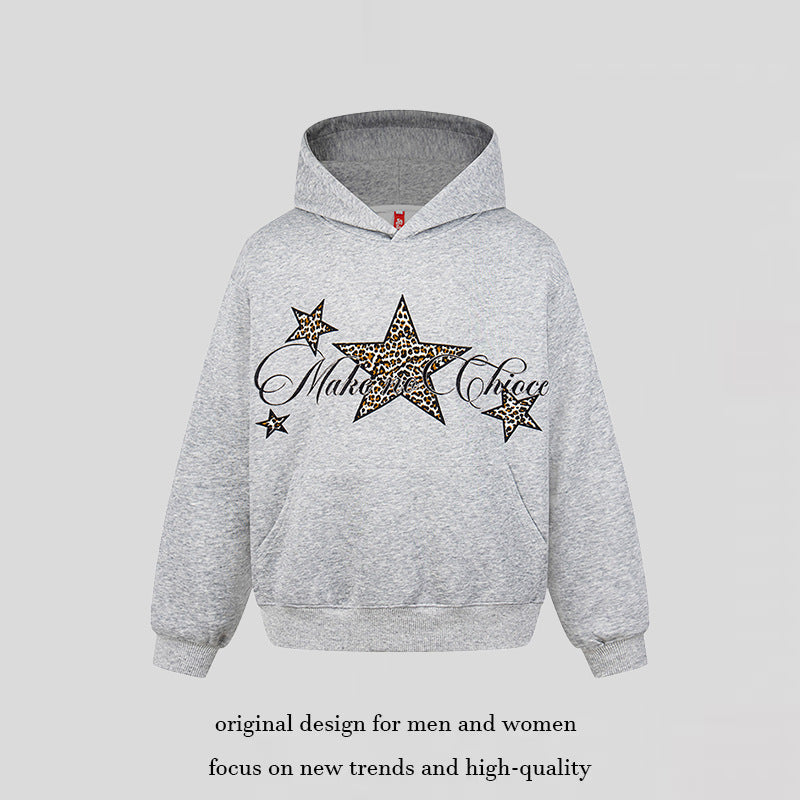 Damen Oversize Kapuzenpullover mit Kängurutasche und Leo‑Stern‑Print Shop Nory