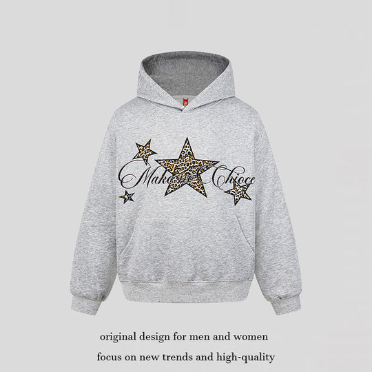 Damen Oversize Kapuzenpullover mit Kängurutasche und Leo‑Stern‑Print Shop Nory