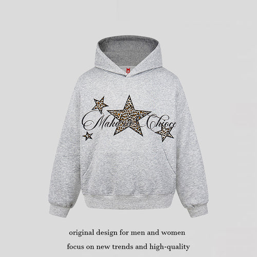 Damen Oversize Kapuzenpullover mit Kängurutasche und Leo‑Stern‑Print Shop Nory