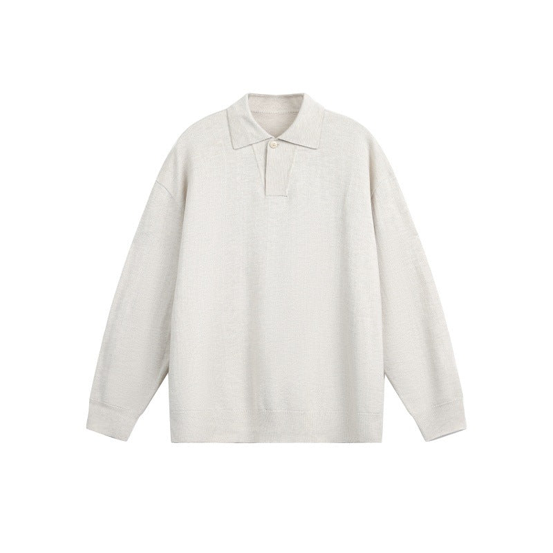 Herren Lockerer Strick-Polo-Pullover mit Knopfblende und Oversize-Schnitt Shop Nory