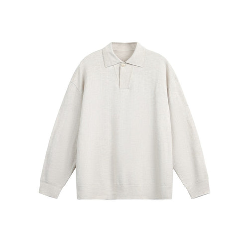 Herren Lockerer Strick-Polo-Pullover mit Knopfblende und Oversize-Schnitt Shop Nory