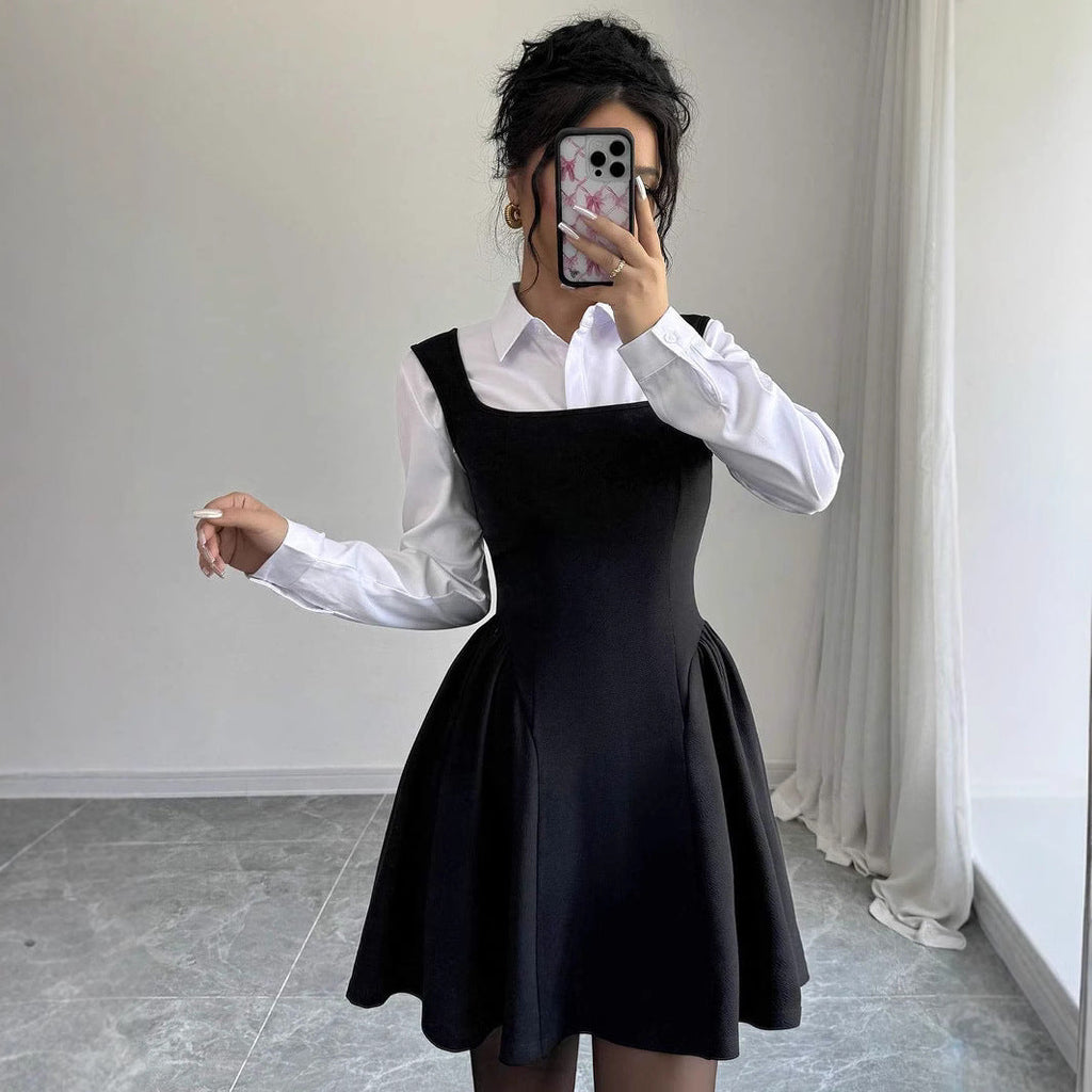 Damen A-Linien Kleid mit Quadrat-Ausschnitt und fließendem Rock