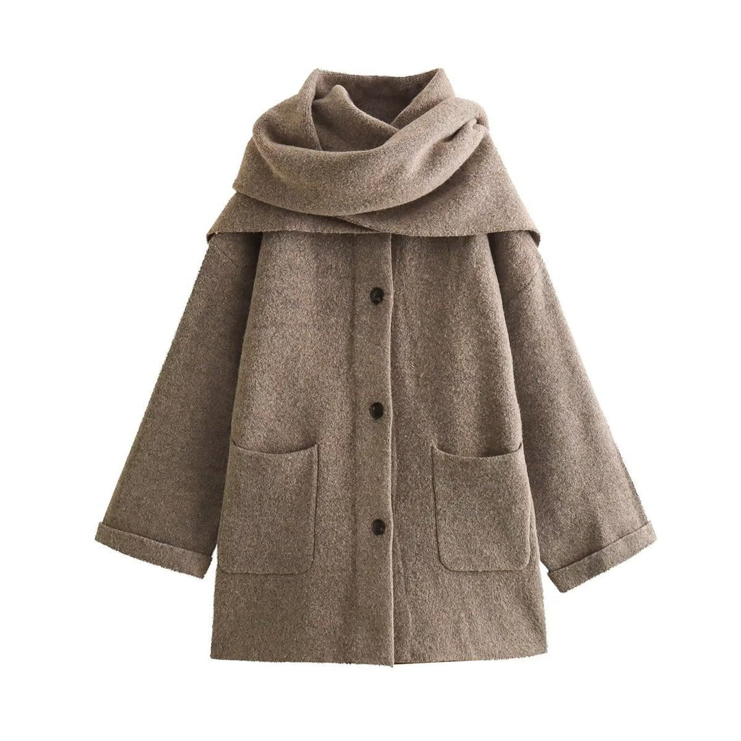 Damen elegante Oversize-Jacke aus warmer Wolle mit Taschen