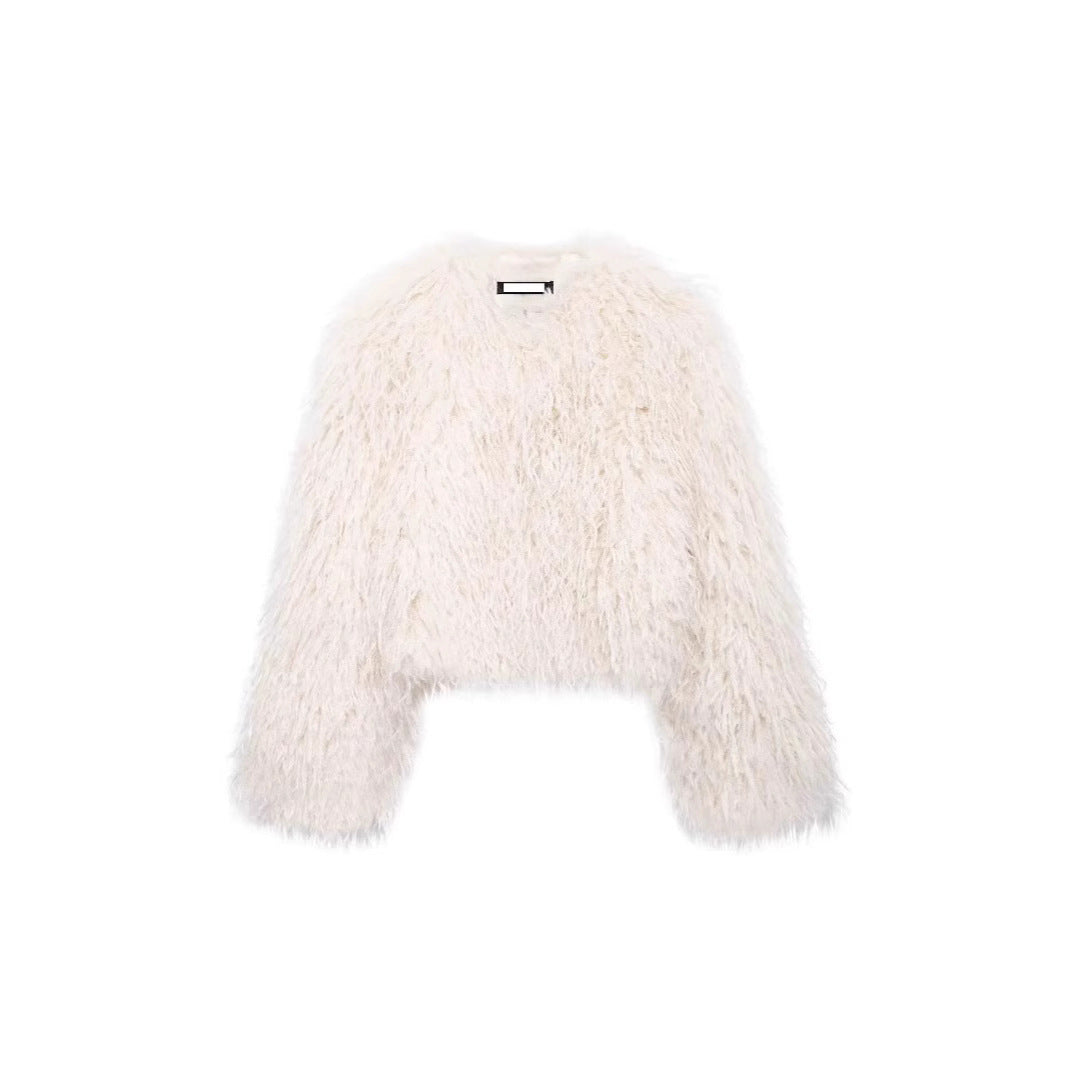 Damen Kurzgeschnittene Bolerojacke aus langfaserigem Kunstpelz mit Shaggy‑Textur Shop Nory