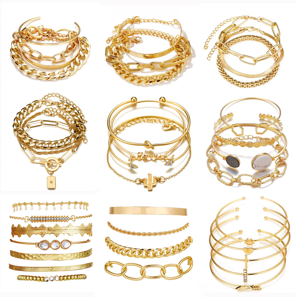 Damen Armband-Set aus stilvollem, mehrlagigem Metall Shop Nory
