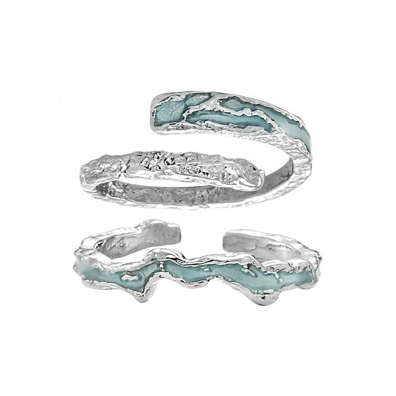 Damen Offener Ring mit wellenförmigem Design und Aquamarin Shop Nory