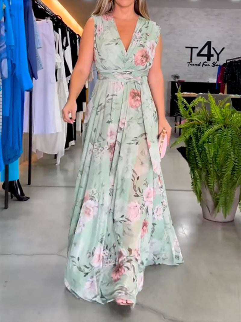 Damen Maxikleid mit fließendem Schnitt und eleganten Rüschendetails