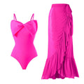 Damen Einteiler Badeanzug mit stylischem Wickelrock und glamourösem Schleifendetail Shopnory